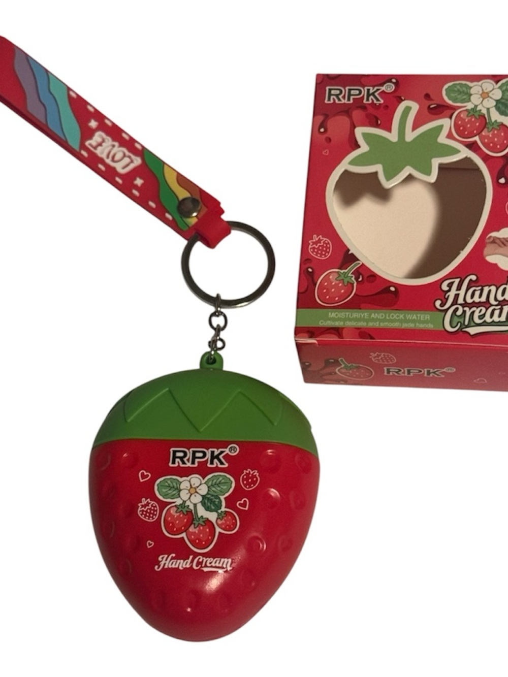 RPK Strawberry Hand Cream Keychain - Red & Green New In Box 🍓🍓
